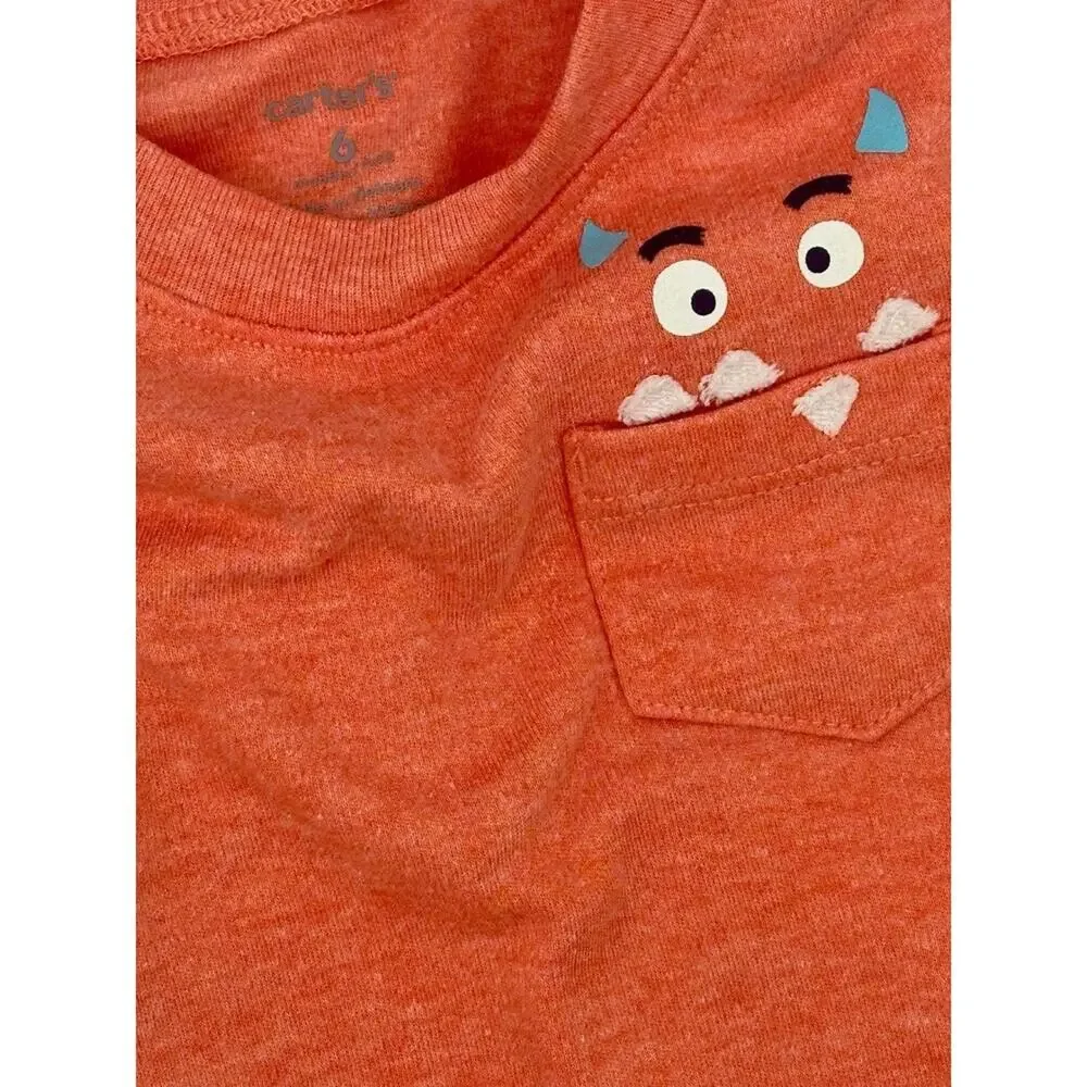 Carter’s Pocket Monster Set Size 9 Month Orange Gray White (907)